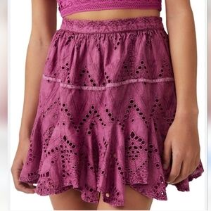 Free People Dreamy Mulberry Eyelet Mini Skorts NEW Size M